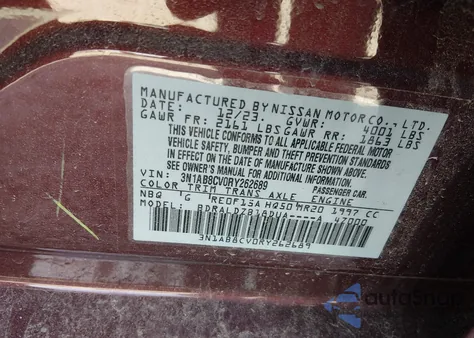 2024 Nissan Sentra Sv Xtronic Cvt z USA, uszkodzony, nr VIN 3N1AB8CV0RY262689